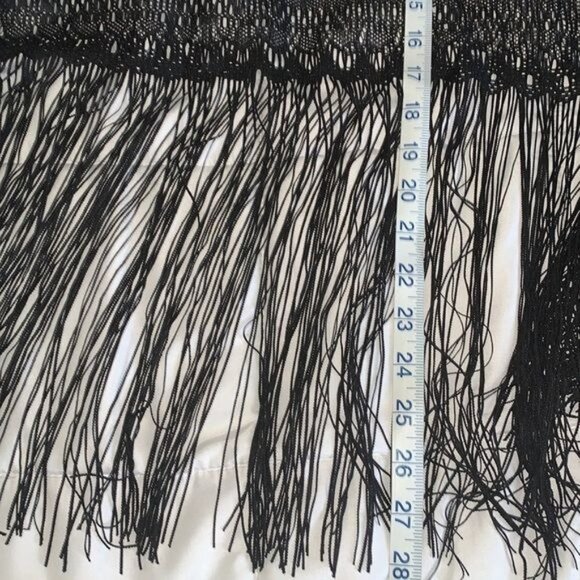 Black Crochet Fringe Tank Top 1X By Bongo 100% Polyester Sleeveless Semi-Sheer B - Picture 4 of 5